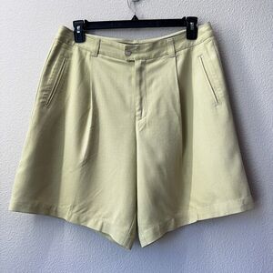 Tommy Bahama Women's 100% Silk Shorts High Rise Pleated Resortwear Green Sz 14
